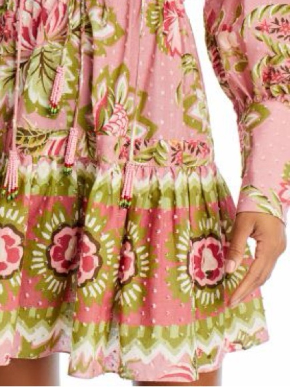 Farm Rio Aura Peasant Soft Pink Dress NWT Size L - Picture 4 of 14